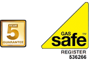 5 year guarantee and Gas Safe Register badge, registration 536266